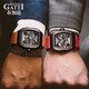 Bugatti (Bonest Gatti) Deutsche Männermechanische Uhr Vollautomatische Uhr für den fassförmigen Valentinstagsgeschenk für Männer für den Freund Phantom Speed ​​Magic Black und Red BG9901-A3