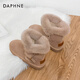 Daphne snow boots for women 2025 winter new style plus velvet gray bread mid-calf thick-soled short boots genuine leather cotton shoes short boots
