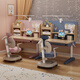 Reading Children's Study Desk and Chair Set Multi-functional Literary and Middle School Students' Tables and Chairs Writing Home Desks 1-meter Wooden Table + Higher Bookshelf + Chasing Chair Blue
