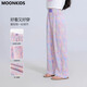 moonkids女童冰丝防蚊裤夏季薄款裤子儿童阔腿裤2025夏装凉感大童洋气长裤 15290紫色阔腿裤+9889白色短袖 160 cm