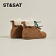 星期六雪地靴女平底内增高系带加绒保暖复古防寒棉鞋2025秋季新款 棕色 36 (230mm) 标准码