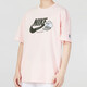 耐克（NIKE） 短袖T恤男士夏季运动服宽松纯棉印花休闲叠搭刺绣轻便半袖上衣 FB9804-686粉色 L