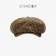 Xuanzi (SHINE) Same style in the mall Heart-beating pink leopard series elegant leopard print newsboy hat fashionable octagonal hat big hat waist small face brown one size