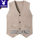 Playboy (PLAYBOY) Autumn and Winter Ordo City Sleeveless Wool Cardigan Men's Suit Vest V-neck Middle-aged Waistcoat Thick Wool Vest Medium Gray Solid Color Model