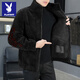 Playboy Double-sided Velvet Jacket Men's Autumn and Winter New Thick Velvet Warm High-end Loose Casual Jacket Men's Jacket Upgraded Velvet Lining Stand Collar Gray 2XL Recommended 130-145 Jin Jin equals 0.5 kg