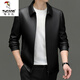 Woodpecker (TUCANO) autumn new Haining leather leather jacket men's cowhide short casual jacket daddy lapel men's leather jacket black lapel M suggests 125 Jin [Jin equals 0.5 kg] below