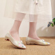 Weizhi old Beijing cloth shoes pointed toe fashion embroidered shoes versatile dance shoes cheongsam shoes Hanfu shoes WZ1047 beige