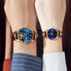 Le couple Olevs regarde un couple entièrement automatique sur la montre mécanique entièrement automatique Gift multifonctionnel étanche pour petit ami et petite amie 3601 + 6629 [cadeau de luxe bleu en cuir marron]