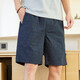 
Summer pure cotton trendy beach pants mid-pants at home thin loose printed casual shorts men's five-point pants dark blue 9215 3XL
