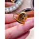 Luxurious Canadian Ammonite Ring 925 Silver Gold Plated Bare Stone 18*13