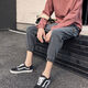 Nanyuqiu (Nanyuqiu) Pantalones cortados de verano pantalones pantalones de verano para hombres Pantos adolescentes Pantalones recortados Estudiante Estilo Corea Tendencia suelta Harun Black TC675 M