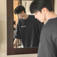 Zhao Bayi American fashion brand pure cotton heavy short-sleeved T-shirt men's summer loose five-point half-sleeved men's versatile T-shirt top black L [100-120Jin [Jin equals 0.5 kg] wear]