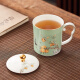 McAllen (MAIKALUN) McAllen new Chinese style office tea cup conference cup palace style bone china cup with lid mug gift gourd lid cup-Shishi Ruyi-Huang