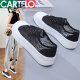 卡帝乐鳄鱼（CARTELO）2025年夏季新品网面网鞋夏款小白女鞋帆布鞋薄款百搭春秋透气板鞋 9902黑色 35