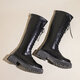 Ershan Ji Temperament Vielseitige lange Stiefel für Frauen, hohe und dünne Ritterstiefel, Reißverschluss gebundene Martin -Stiefel für Frauen, Frühlings- und Herbststiefel 36