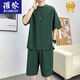 ROMON 2025 Summer informal Sports Casta delgada de los hombres Desdecables pantalones cortos de manga corta Conjunto de dos piezas de dos piezas de ropa para hombres Tz683dt White Short Manga + pantalones cortos M