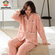PAUL FRANK Big Mouth Monkey Couple Pajamas Women's Autumn and Winter Plus Velvet Flannel Coral Velvet Jacquard Can Be Weared Outside Men's Home Clothing Suit