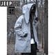 JEEP SPIRIT style high collar hooded windbreaker jacket three-dimensional large pockets mid-length assault jacket work jacket black cotton L (130-160Jin Jin equals 0.5kg)