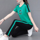 NY-EMMA sports suit for women short-sleeved summer thin high-end fashionable age-reducing cotton casual and fashionable running suit two-piece set 692 orange (trouser suit) XL (recommended 110-125 Jin [Jin equals 0.5 kg])