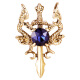
VanCalen Brooch Men's Double Dragon Brooch Goddess Sword Brooch Domineering Ancient Style Suit Pin Needle Goddess Day Gift Double Dragon Sword Brooch