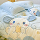 Cartoon milk velvet four-piece winter bed sheet quilt cover cute appliqué embroidered children's quilt cover coral velvet thickened warm big-eared dog blue Class A thermal storage constant temperature warmth 1.8m bed sheet four-piece set quilt cover 200x230