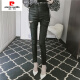 Pierre Cardin Internet Celebridades Pantalones para mujeres Femeninos Autumnia e invierno Estilo coreano Correa apretada Zipper más Pantalones de cuero Velvet Leggings de cintura Alta Penche Pencil PIEL PIELO/Pantalones de cuero Pantalones de cuero [Estilo 9928] Además de Velvet M [95-105Jin [Jin equivale a 0.5 kg]] El código de la tarjeta