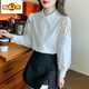 
First-diameter embroidered cotton shirt for women 2025 autumn new fashion embroidered white shirt loose versatile long-sleeved top CY9227 Black S [Suggested 75-95Jin [Jin equals 0.5 kg]]