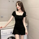 
Sexy women's clothing for nightclubs, sexy dress, bath massage skirt, dress technician workwear, black style XL (115-125Jin[Jin equals 0.5 kg])