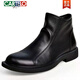 CARTELO Winter Men's Shoes Leather Shoes Chelsea Boots Men's High Top Casual Shoes Winter Plus Fleece Warm Boots Leather Martin Boots Cotton Shoes Black 42