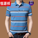 
Hengyuanxiang high-end short-sleeved T-shirt for men in summer middle-aged dad outfit, large size business casual pure cotton striped lapel Paul shirt men HFX691 blue M 165 [120Jin [Jin equals 0.5 kg]]