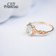 CAJJ Francois 1.47 carat aquamarine ring for women, natural colored gemstone, 18k gold inlaid cabochon jewelry, size 14
