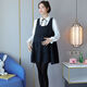 Little Squirrel of Wei Love, Maternity Women's Autumn Dress, Spring and Autumn Tops, Set de estilo de sabor pequeño de dos piezas de dos piezas, 9856 Vestido negro Estilo de verano (Single) M Recomendado 115Jin [Jin iguala 0.5 kg] o menos