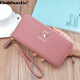 Daohuatu neuer Brieftasche für Frauen Langer koreanischer Mode Handheld Hand Halting Coin Brieftasche Reißverschluss Multifunktionales Mobiltelefonbeutel Long Blau