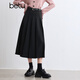 Betu women's winter new skirt accordion fold design with belt A-type skirt for women 2410T75 dark gray M