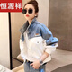 Hengyuanxiang Douyin Jaqueta de mezclilla para mujeres 2023 Otoño e invierno Nuevo estilo empalmado ropa de mezclilla contrastante para la chaqueta para mujeres tendencia 9926# estilo de imagen [azul] l código [sugerido 116-130Jin [Jin equivale a 0.5 kg]]]
