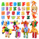 Xinlexin Digital Déformation du bloc de construction du bloc de construction Robot Robot Set Digital Team Boy and Girl Gift 26 lettres Animal Set Big Box Box 2918