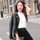 Yomei plus velvet thickened new pu small leather jacket for women for women 2021 spring and autumn clothing Korean version slim fit motorcycle leather aunt black L