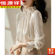 Hengyuanxiang 2023 Spring New Arrival Chiffon Shirt Counter Withdrawal Last Single Women's Chiffon Shirt Top Long Sleeve Shirt Shirt Off-white In Stock High-end Quality M High-End Quality