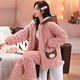 Modal pajamas for women in winter, three-layer thickened cotton coral velvet flannel in autumn and winter, warm home clothes can be worn outside. 9901 blue [medium-length style] M [suitable for 80-100Jin [Jin equals 0.5 kg]]