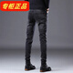 Lilangyue Casual Jeans Herren 2024 neue schlanke Füße High-End Elastic Modable und vielseitig mittleren und jungen Hosen qqn-1048-schwarz 30