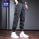 Romon casual pants men's trendy summer loose trousers pants solid color work pants 2025 versatile men's men's clothing dark gray L (141-155Jin[Jin equals 0.5 kg])