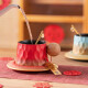 Cadeau de fiançailles de mariage haut de gamme Han Hui pour mariée, couple de mariée, amis, meilleur ami, souvenir pratique, ensemble de tasse H63 [rouge + bleu] coffre-cadeau