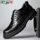 CARTELO Brock men's leather shoes cowhide men's shoes heightened thick sole formal shoes leather shoes men 9859 black heightened 43