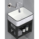 Hongpai Salle de bain Petit appartement sans trou de trou de trou de lavage suspendu balcon ménage grand lavabo en céramique Space en aluminium Basin suspendu bassin à lavage