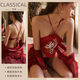 Sexy emotional transparent Retro Bauchband Phoenix Sexy Hanfu Uniform Pyjama Pure Passion Set Zimt rot + Bauchband One Size (80120)