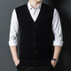 Hengyuanxiang Autumn and Winter Men's 100% Pure Wool Vest Winter V-neck Wool Sweater Sleeveless Knitted Sweater Cardigan DNDS-55607 Minghua Gray XL (175)