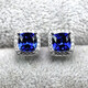 Cheng Yuanxiang CREORISETIN pillow-shaped square tanzanite sapphire earrings for women sterling silver diamond temperament blue tanzanite earrings colored gemstone jewelry white gold / 1 pair
