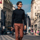 
Mr. Bu Tong Dawei, the same style as the spring and autumn machine-washable wool sweater for men's sweater solid color knitted base shirt [small turtleneck] piano black L /175