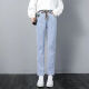 Run Yilan Moon Manga Small Lettle Jeans Elastic Ways Wayist Spring Style 2023 Nuevo pantalones de cintura alta y estiramiento Pantalones delgados Propósito delgado 9928 Azul Grey S Recomendado 85-95Jin [Jin equivale a 0.5 kg]