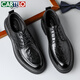 
CARTELO British hand-grabbed leather shoes for men business soft cowhide men's shoes formal shoes men's leather shoes 9758 black 42